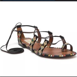 NWOT Valentino Gladiator Flats 39 Embellished